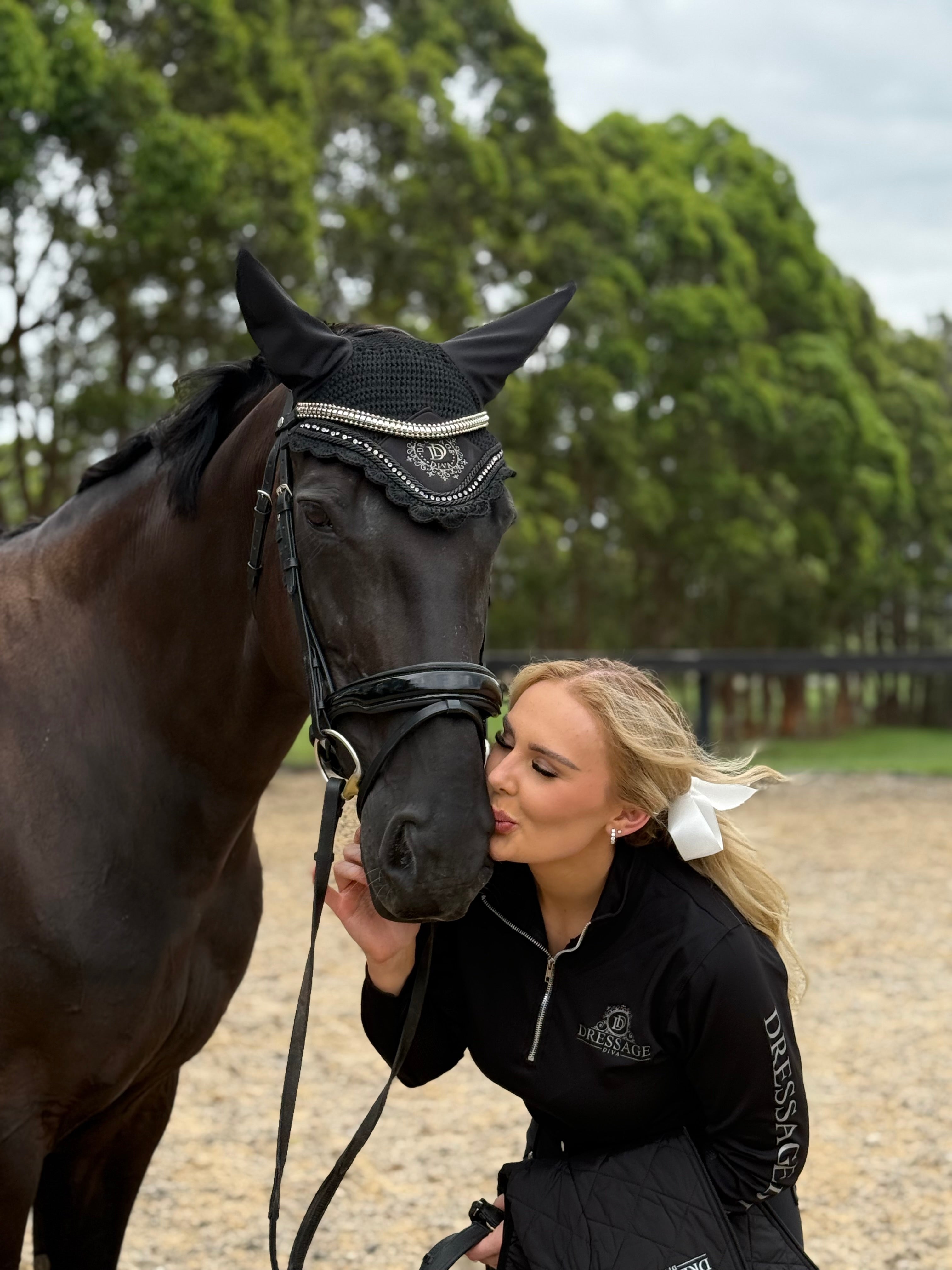 Black Long Sleeve base layer with grey logo & mesh equestrian shirt loose fit