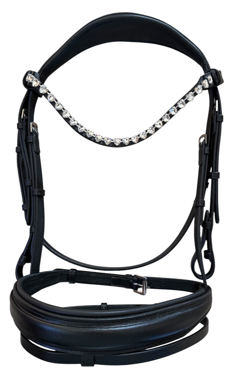 Premium Snaffle Dressage Bridle | Black Leather
