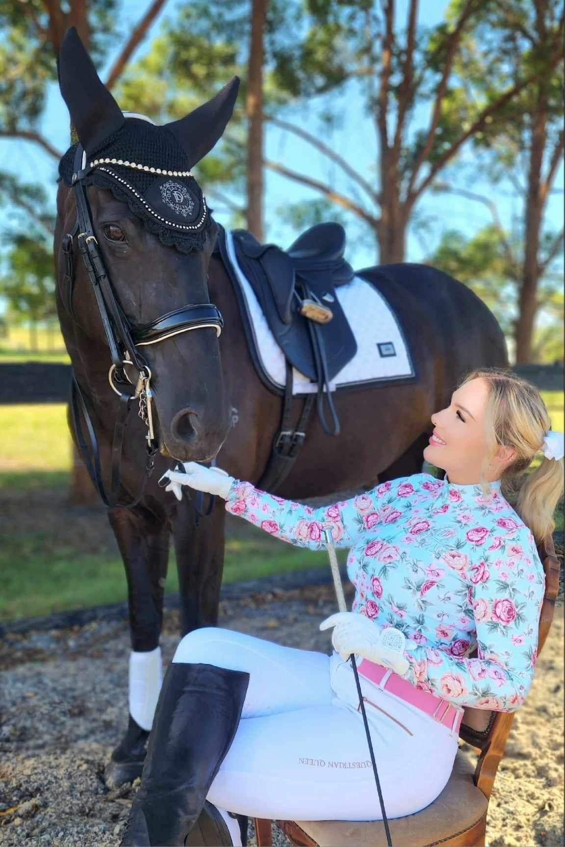 Long Sleeve Floral Shirt  Designed by The Dressage Diva THE COURTNEY