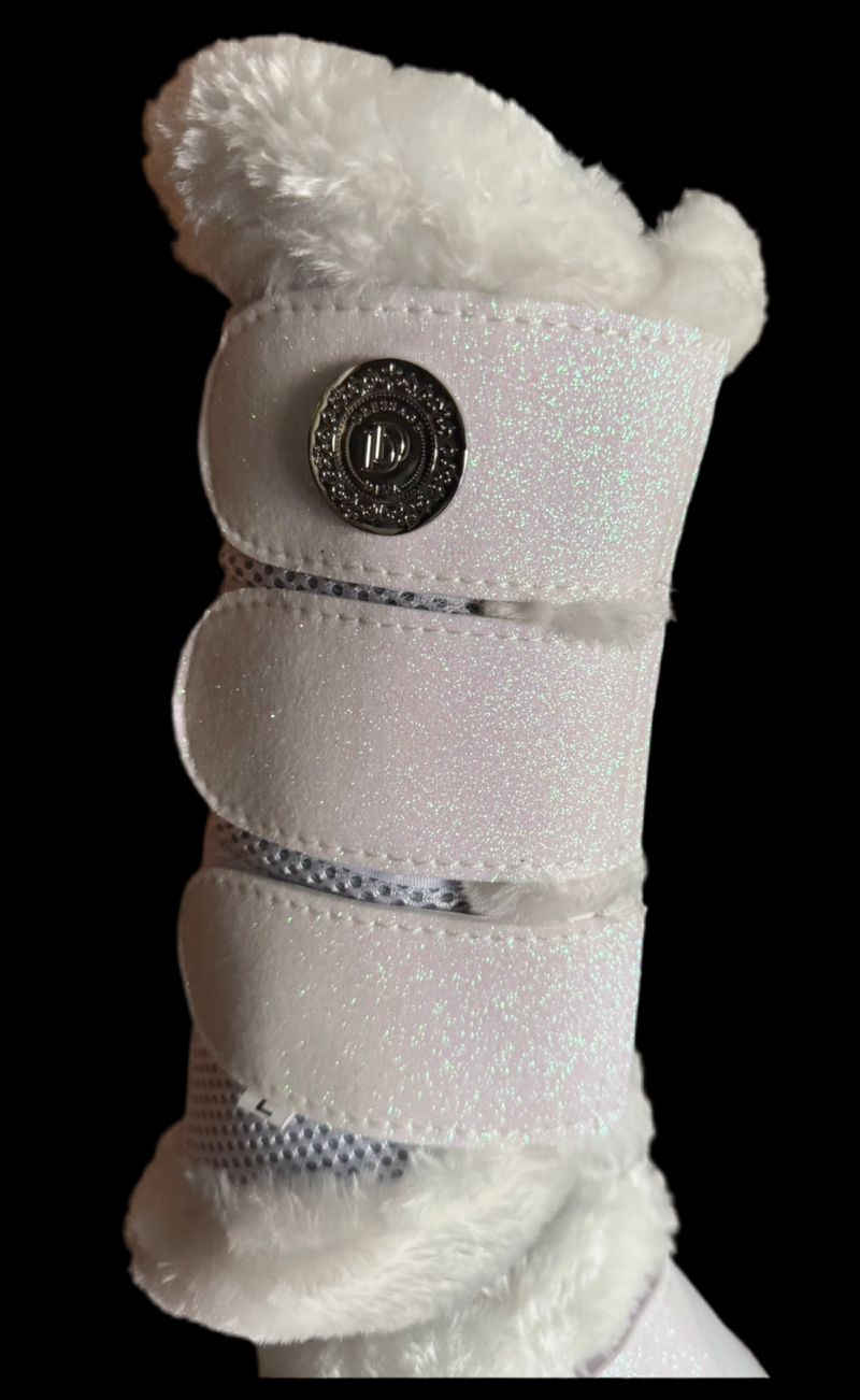 Horse Boots White breathable Sparkle Exercise Boots & matching bell boots