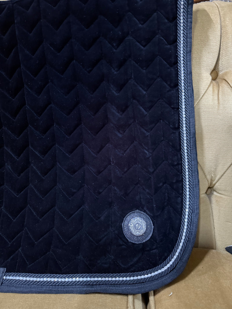 Dressage Saddle Pad -Black velvet saddle pad with crystal trim
