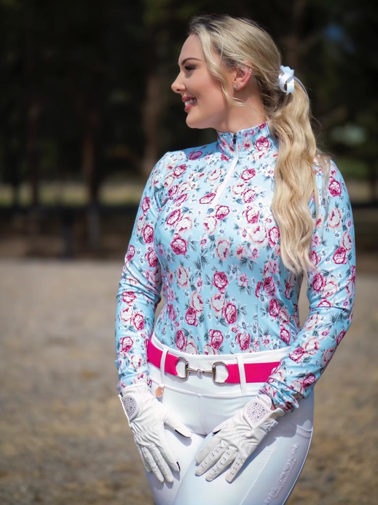 Long Sleeve Floral Shirt  Designed by The Dressage Diva THE COURTNEY