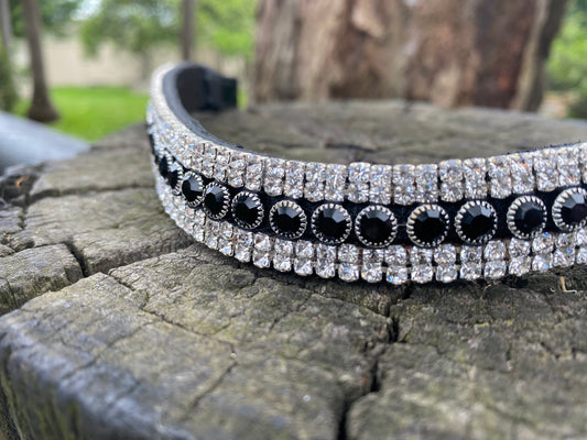 Black Bling with Clear Crystal 5 Row Browband