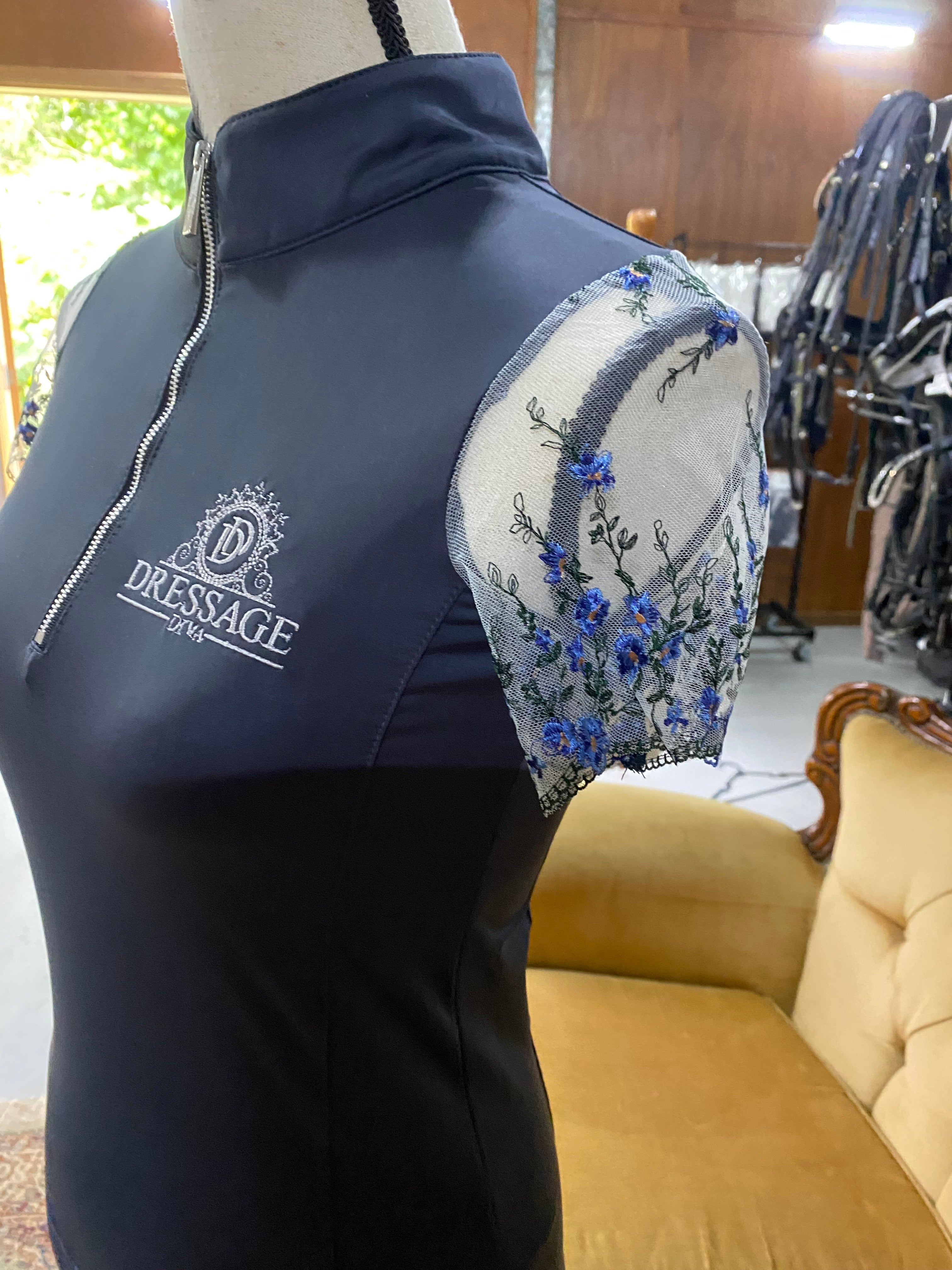 Dark Grey Lace Sleeve Shirt | THE MICHELLE