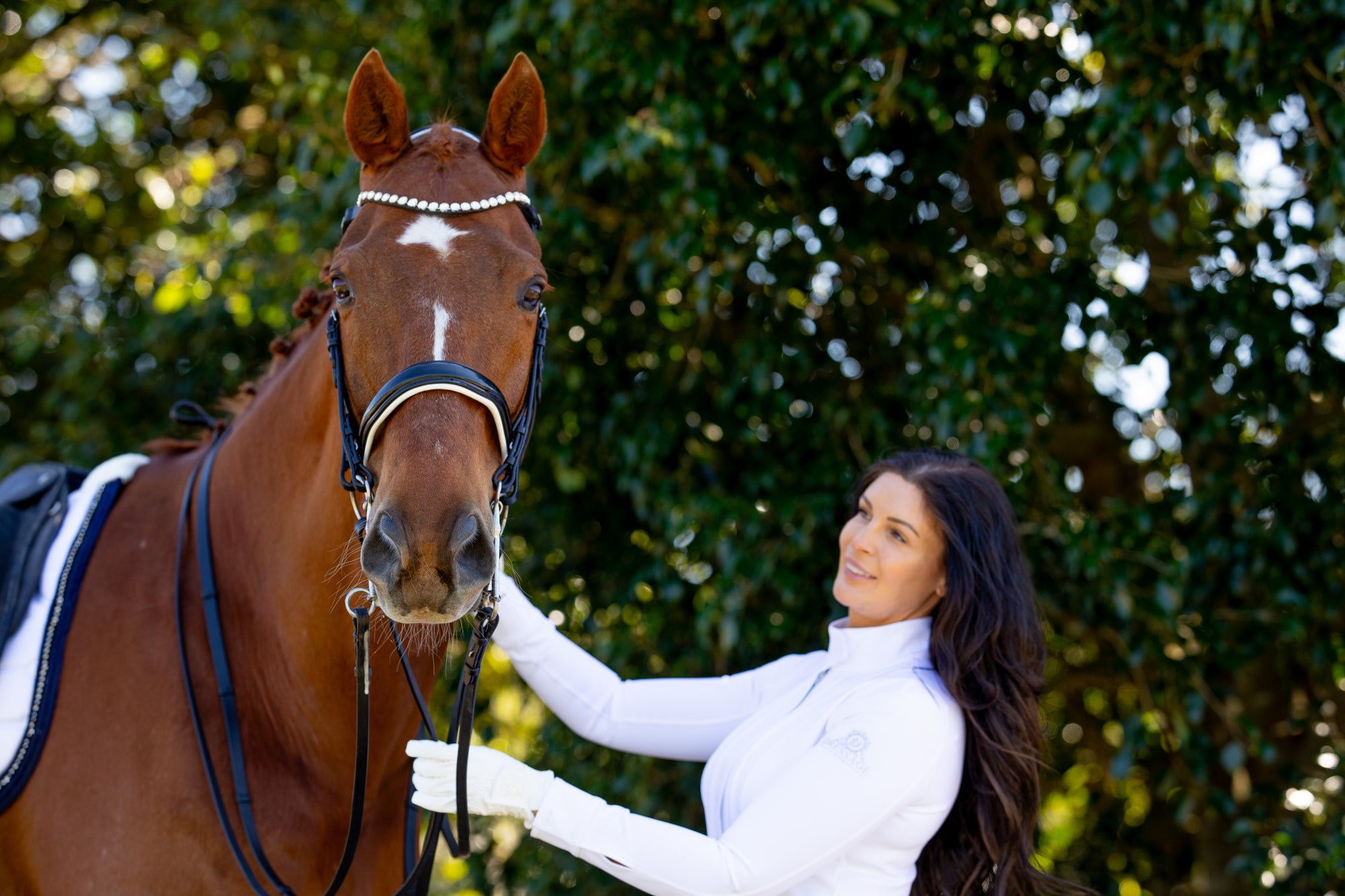 Weymouth Dressage Bridle with white trim piping | Black Leather