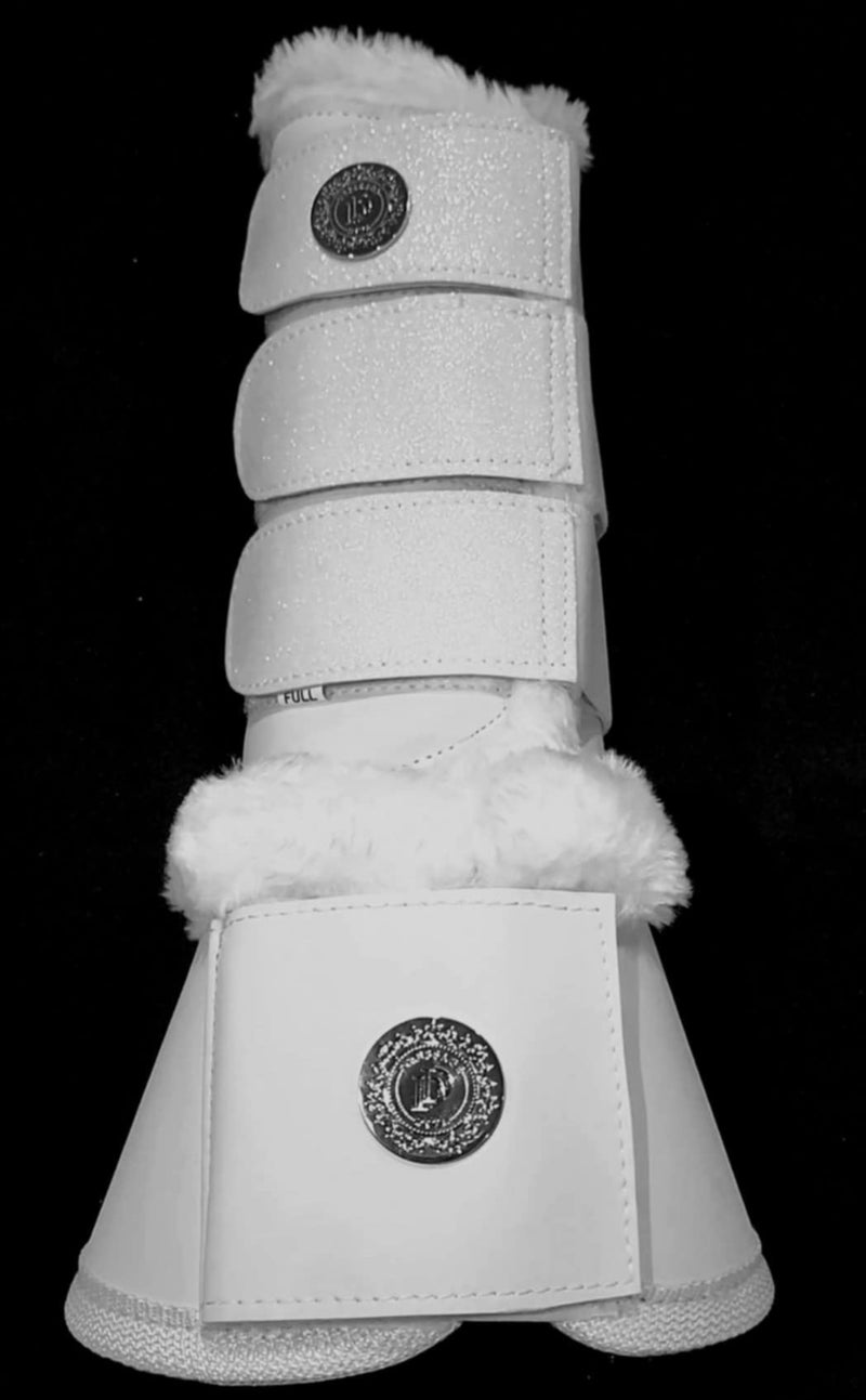 Bell  Boots White  white Velcro sparkle tab faux fur lining