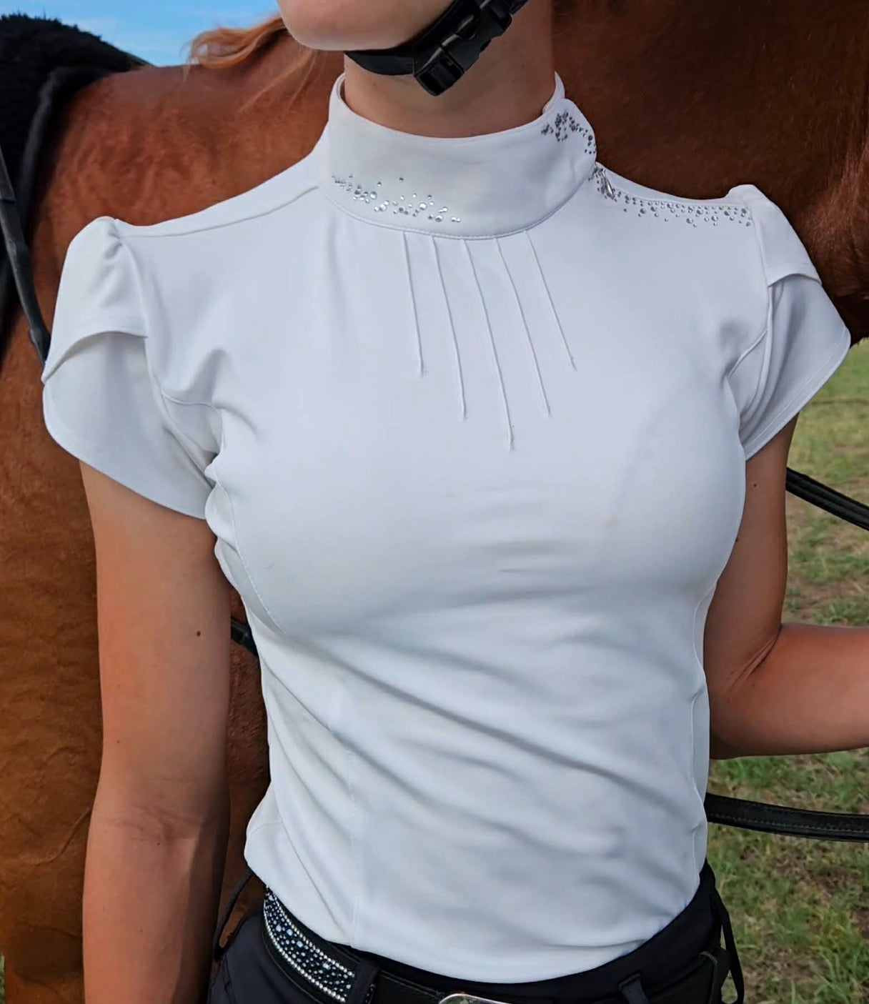 EQUESTRIAN SHIRT PLEATED SHORT SLEEVE "THE Vivi"