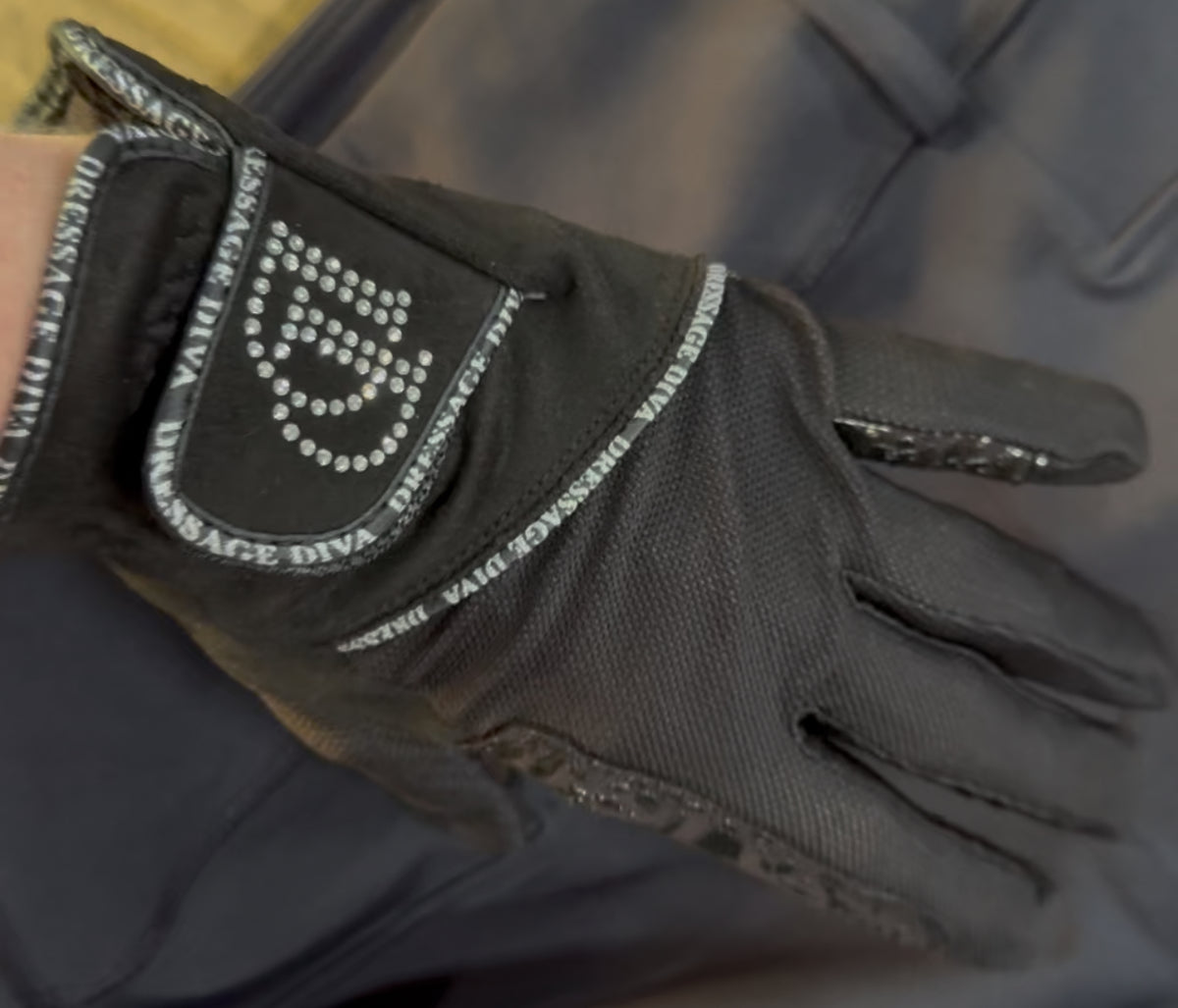 Riding Gloves swirl silicon print and mesh outer layer
