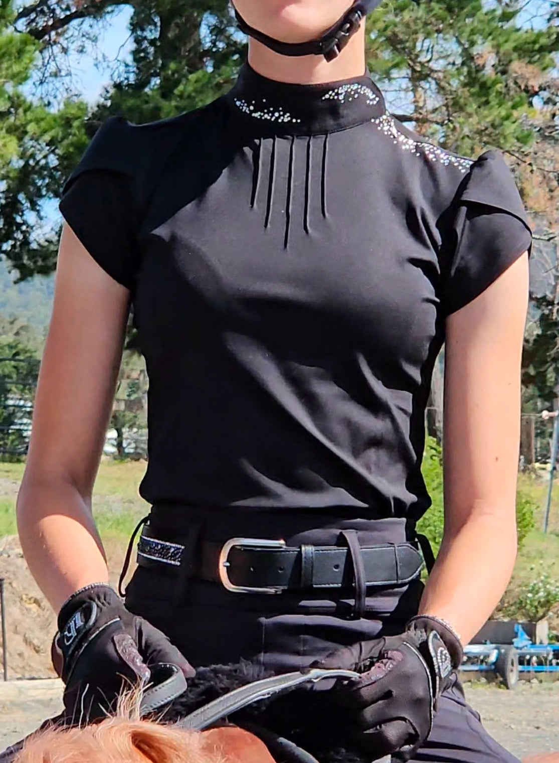 EQUESTRIAN SHIRT PLEATED SHORT SLEEVE "THE Vivi"