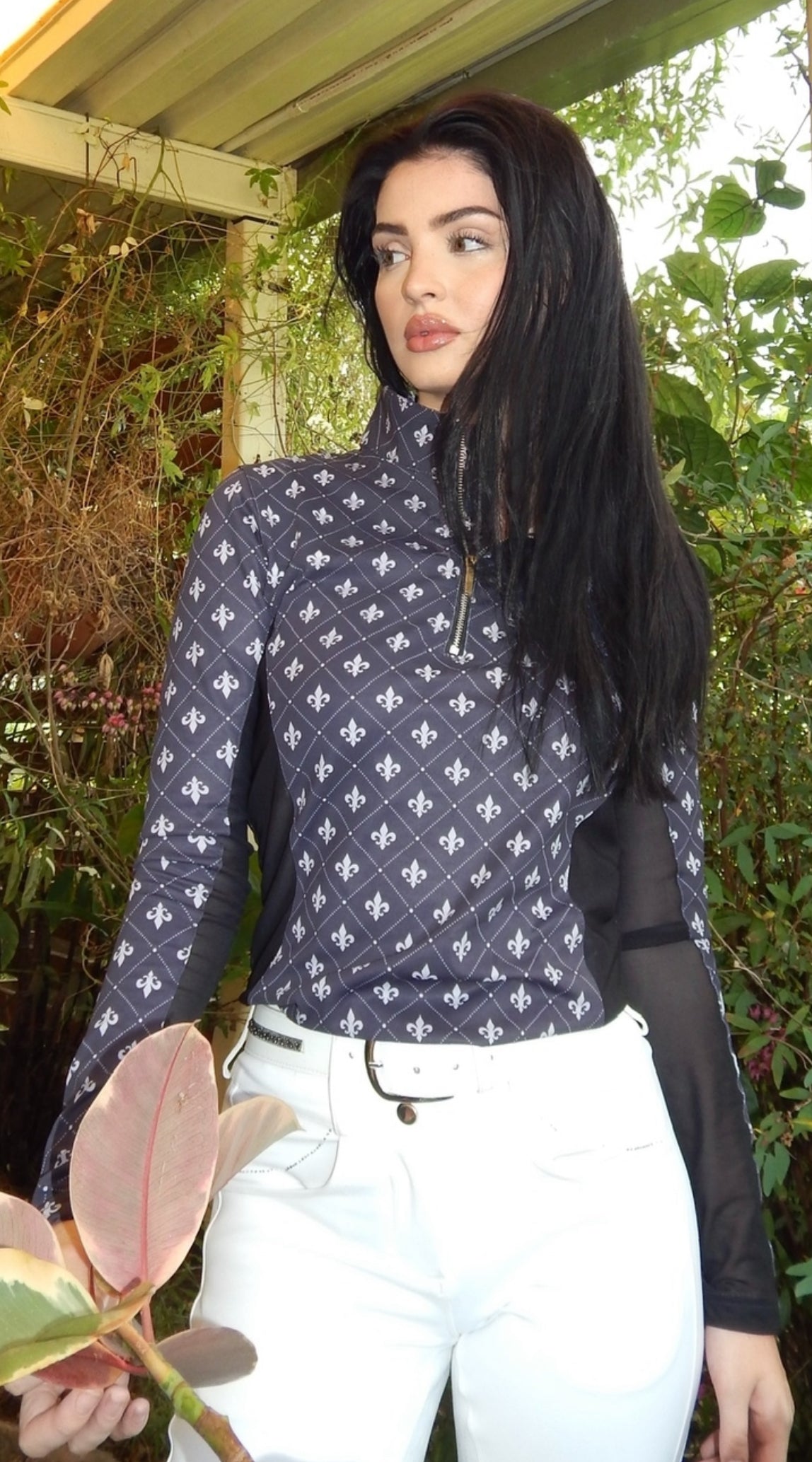 Equestrian base layer - Fleur de Lis Base Layer – Mesh Panel, Stretch Fit | Sizes 6–20