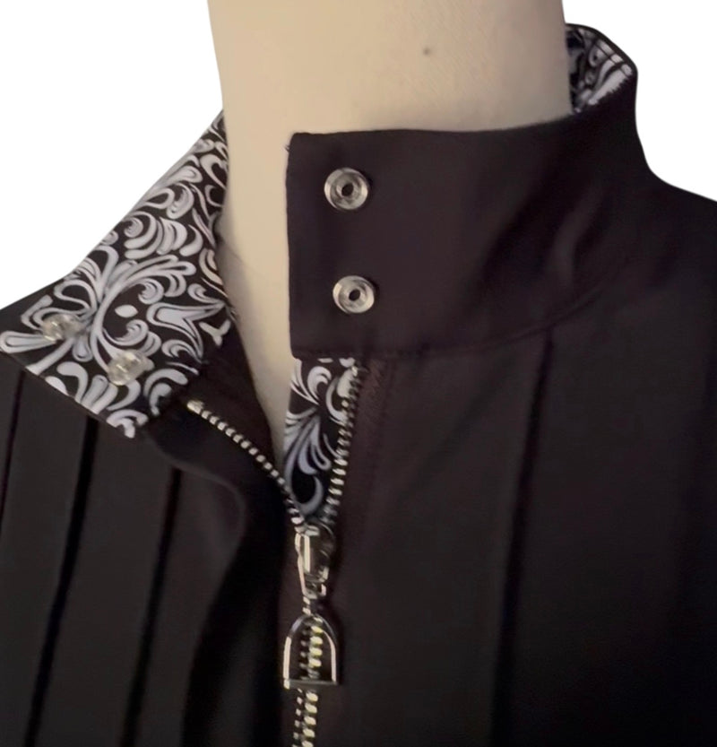 Black Pleated  Long Sleeve  Shirt “The Courtney “