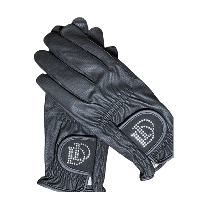 Black Riding Gloves with Added Crystal detail