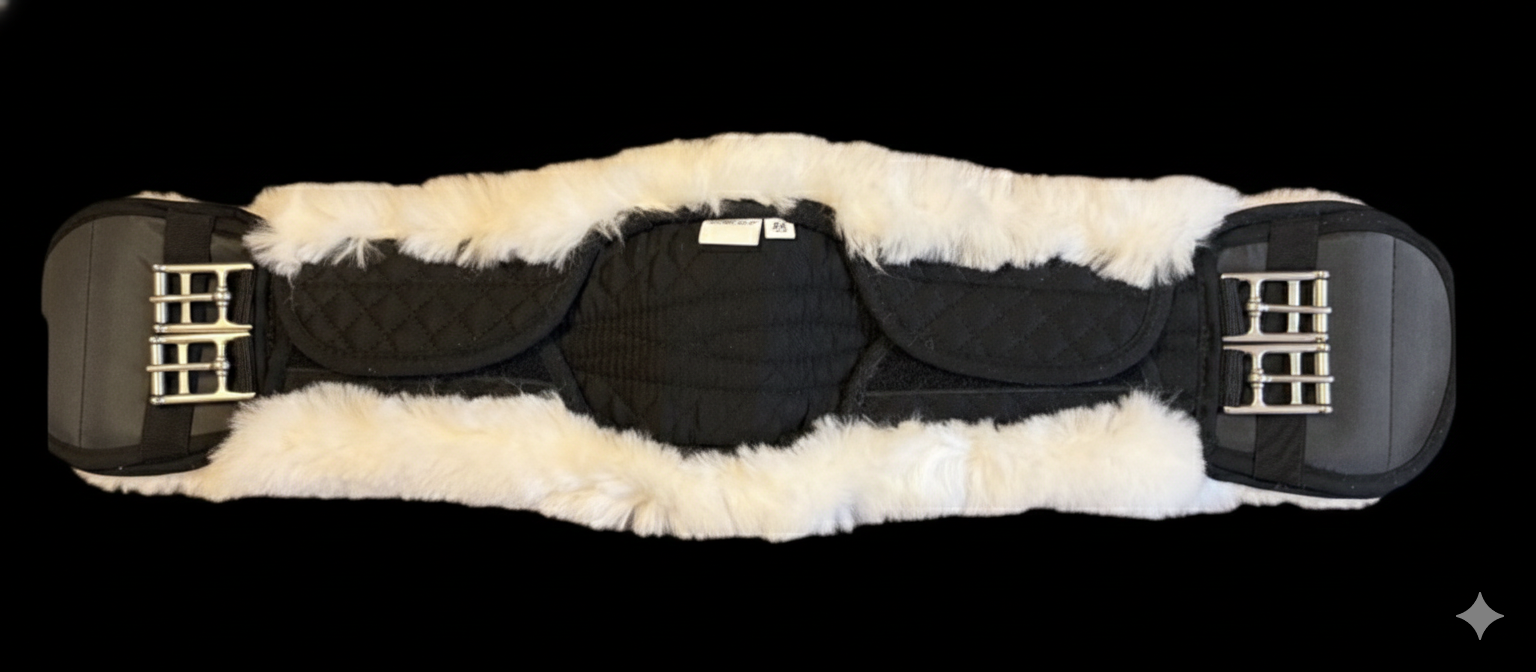 Anatomical girth with removable WHITE sheepskin cover