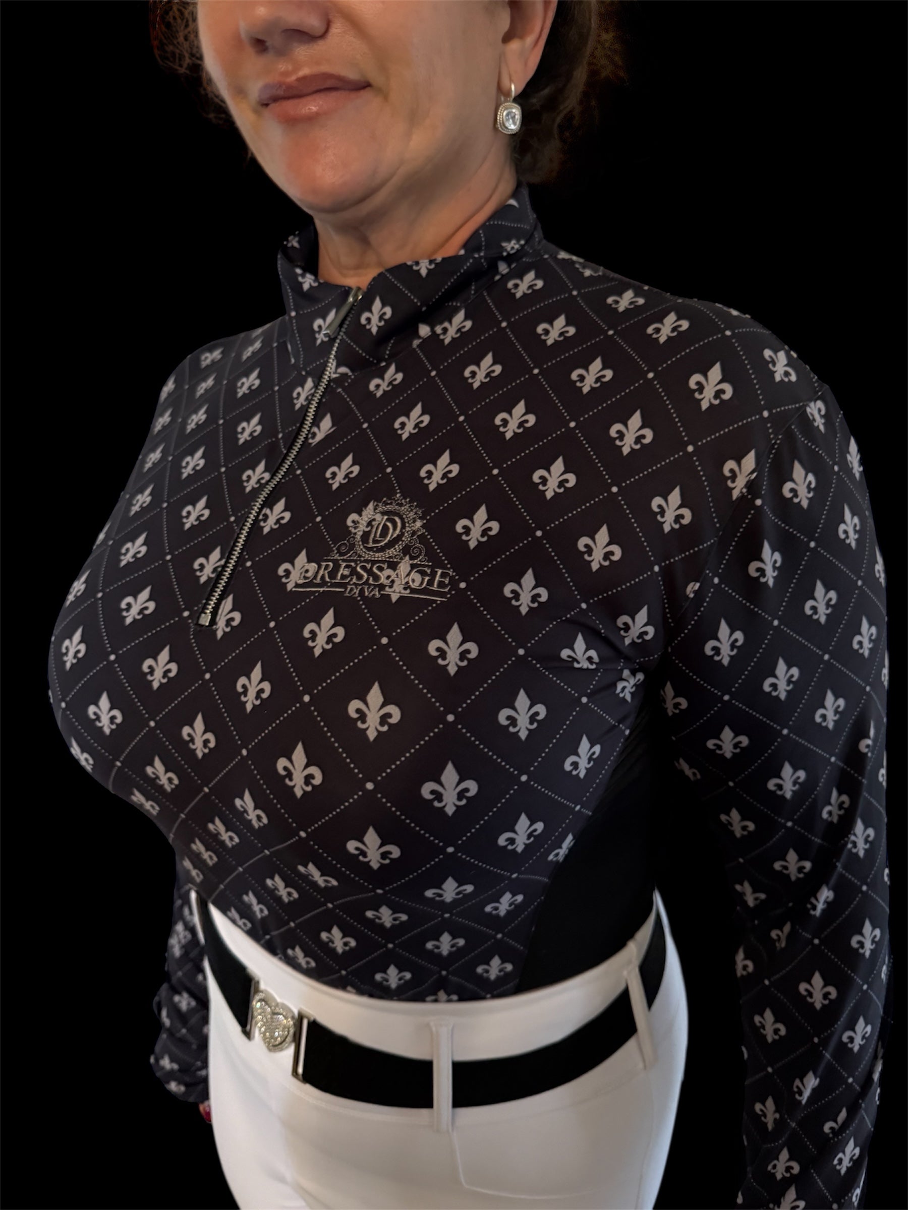 Equestrian base layer - Fleur de Lis Base Layer – Mesh Panel, Stretch Fit | Sizes 6–20