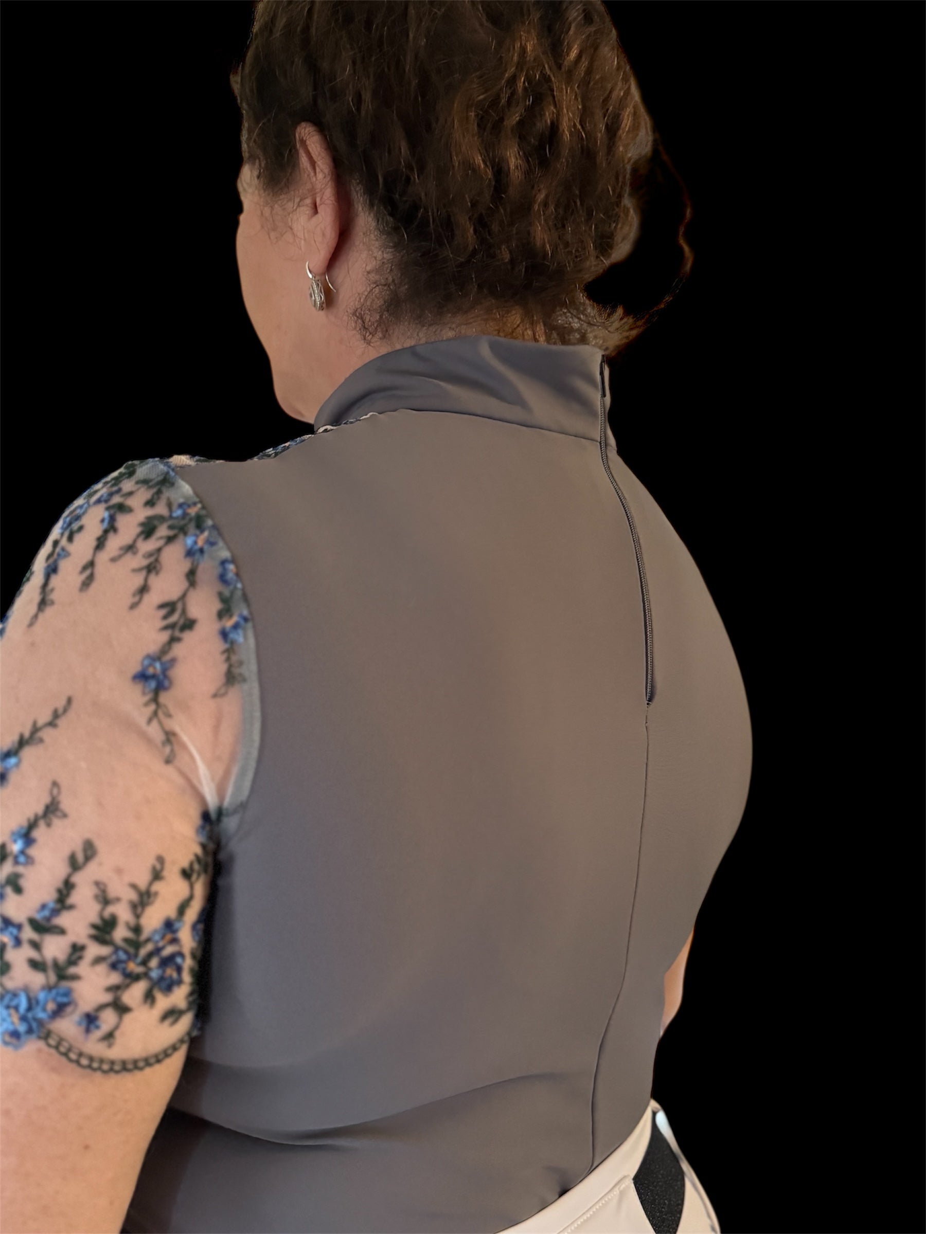 AUSTRALIAN MADE Grey or NAVY BLUE short sleeve floral lace equestrian shirt with lace chest … The CALLIE. Made to order