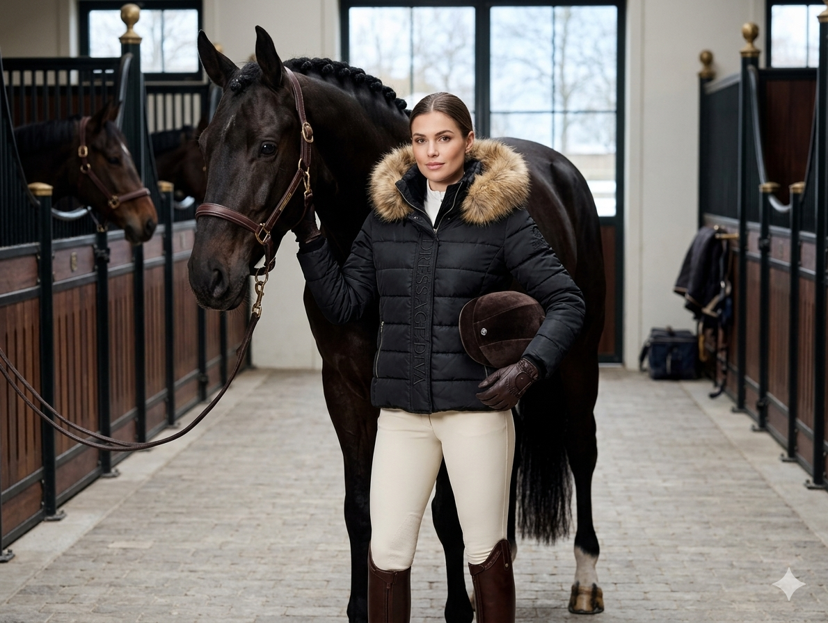 Winter  Equestrian Jacket with faux fur hood