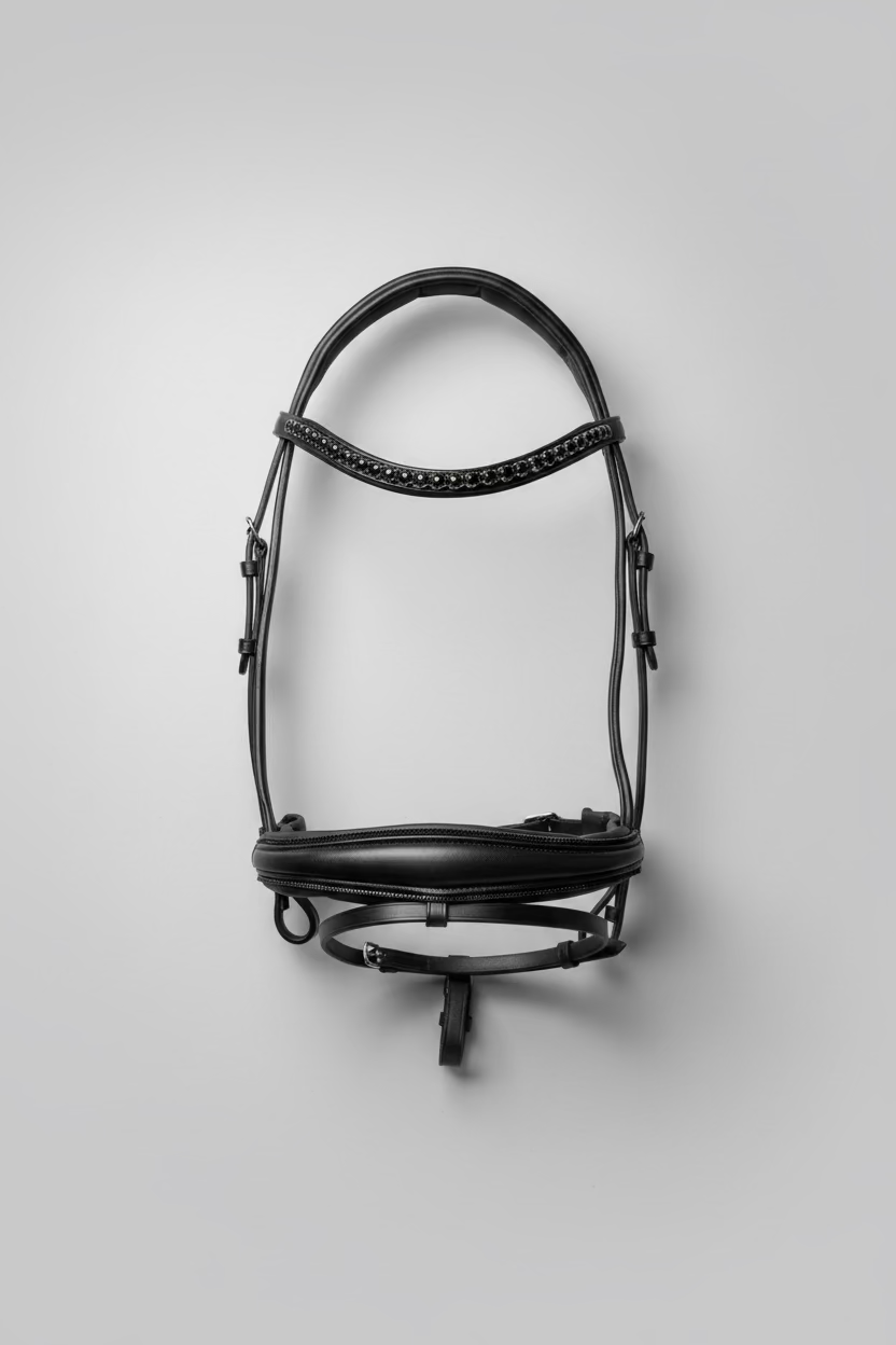 ANATOMICAL POLL RELIEF ROLLED LEATHER BRIDLE