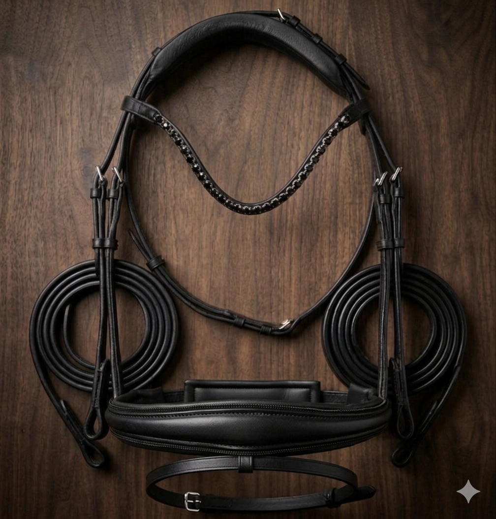 ANATOMICAL POLL RELIEF ROLLED LEATHER BRIDLE