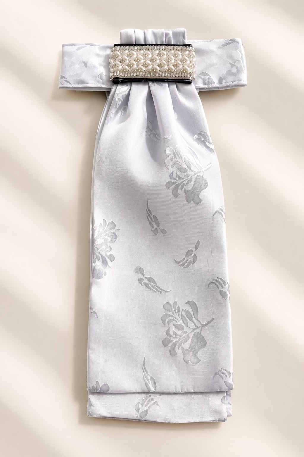 Large flower pattern stock tie Navy or Black piping
