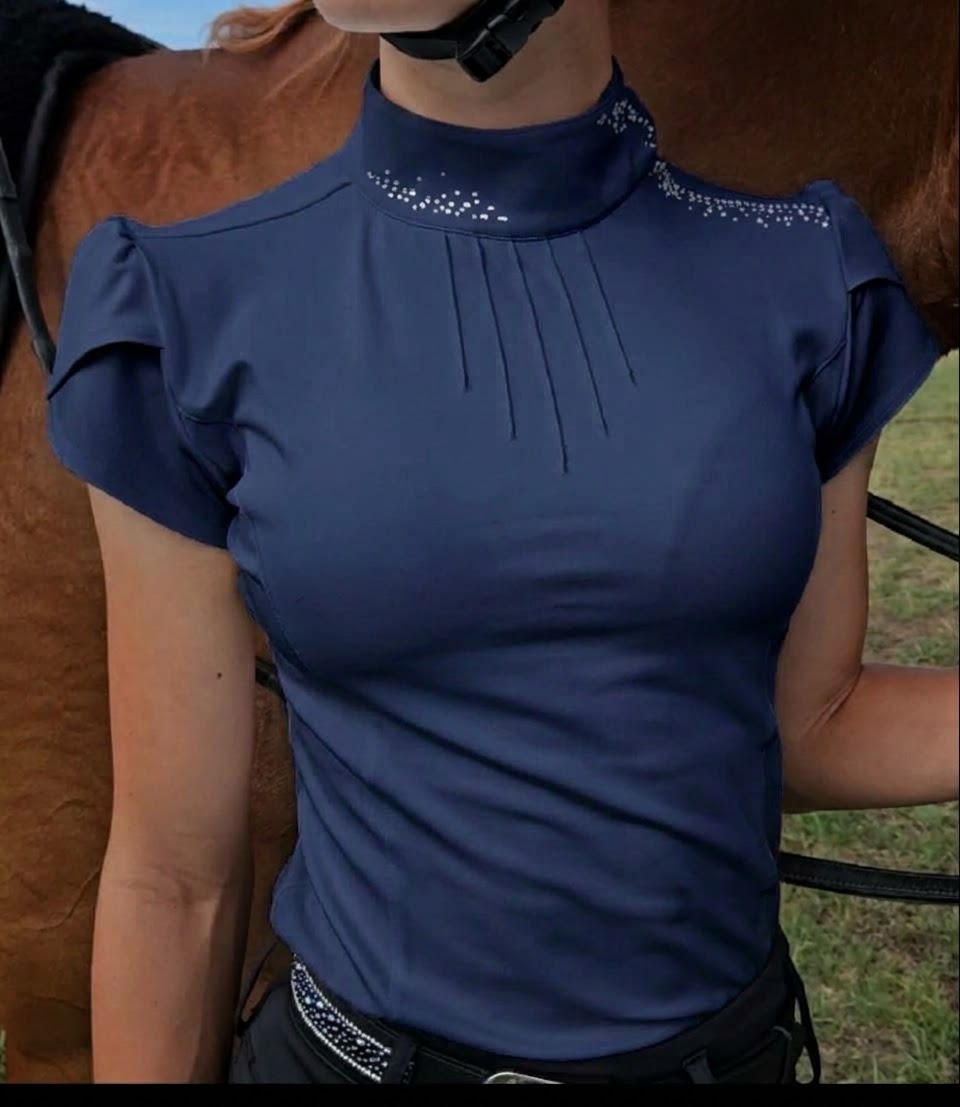 EQUESTRIAN SHIRT PLEATED SHORT SLEEVE "THE Vivi"