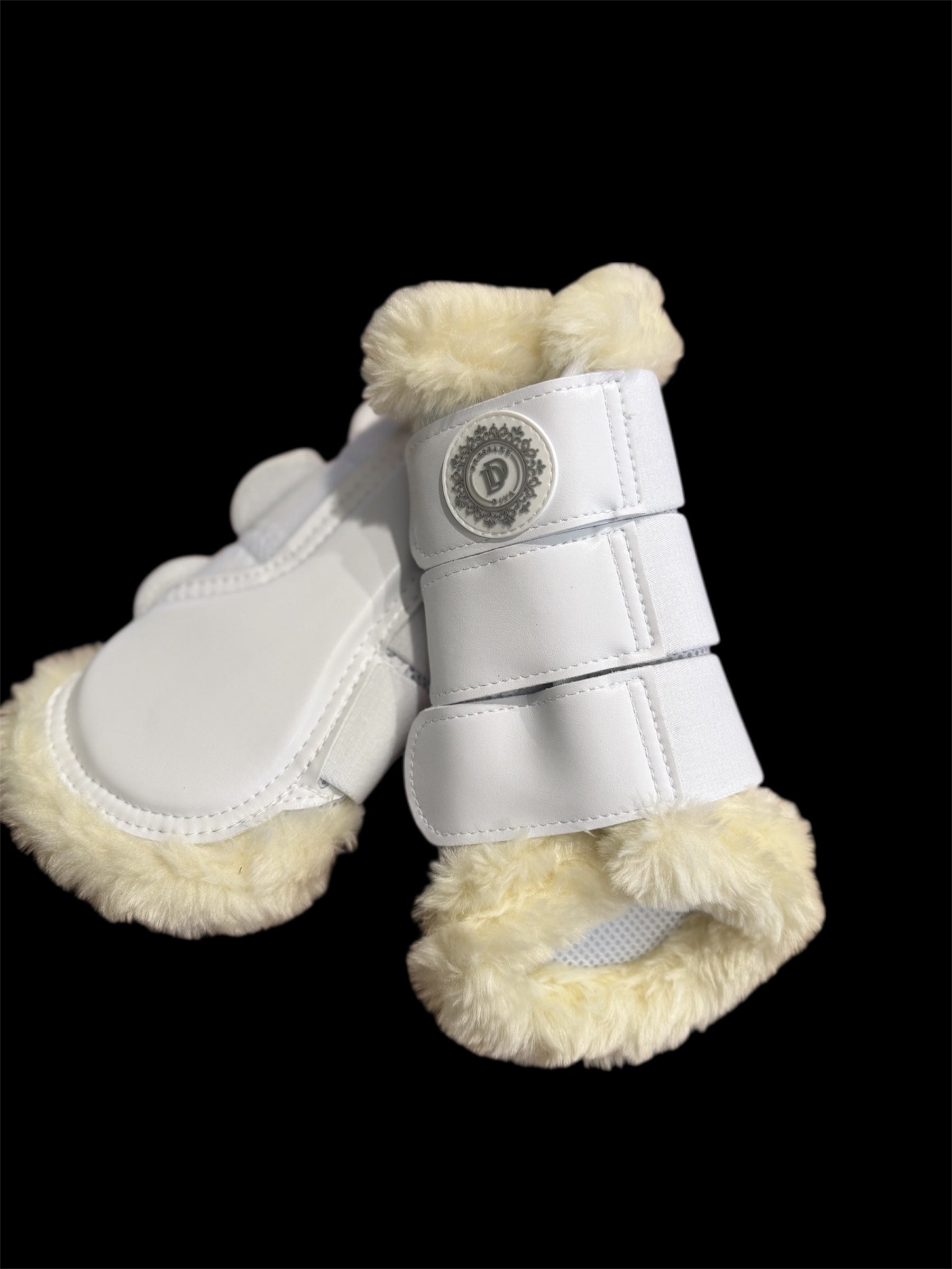 WHITE Breathable air Boots with faux fur trim