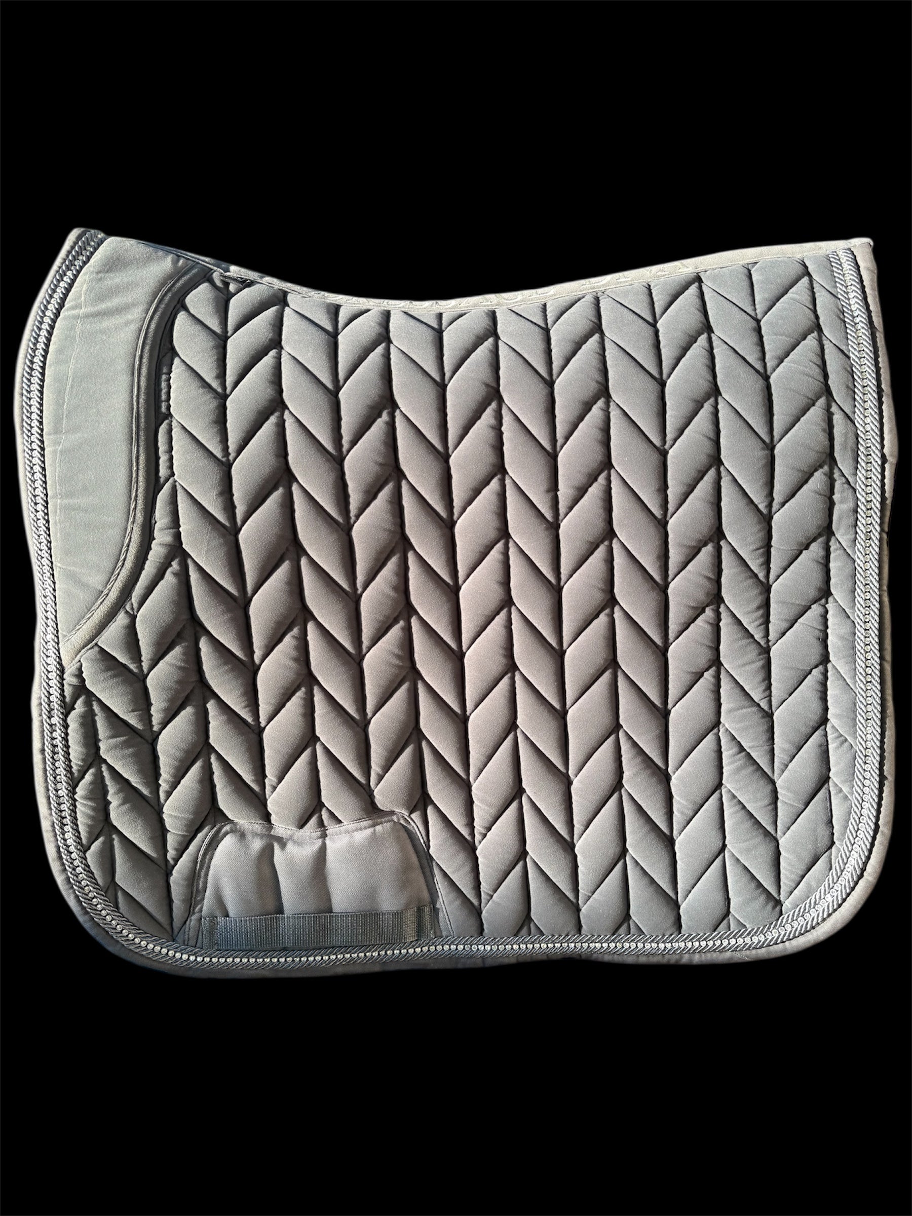 Dressage Saddle Pad :velvet saddle pad with crystal trim in Black navy pink or grey ❤️