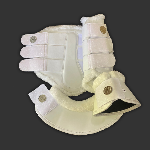 White synthetic boots & matching bellboots