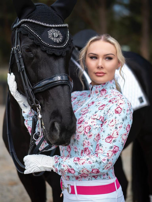 Long Sleeve Floral Shirt  Designed by The Dressage Diva THE COURTNEY