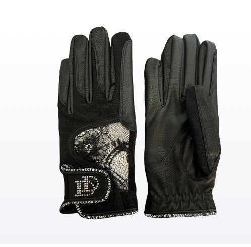 Black Serino Gloves with Added Lace