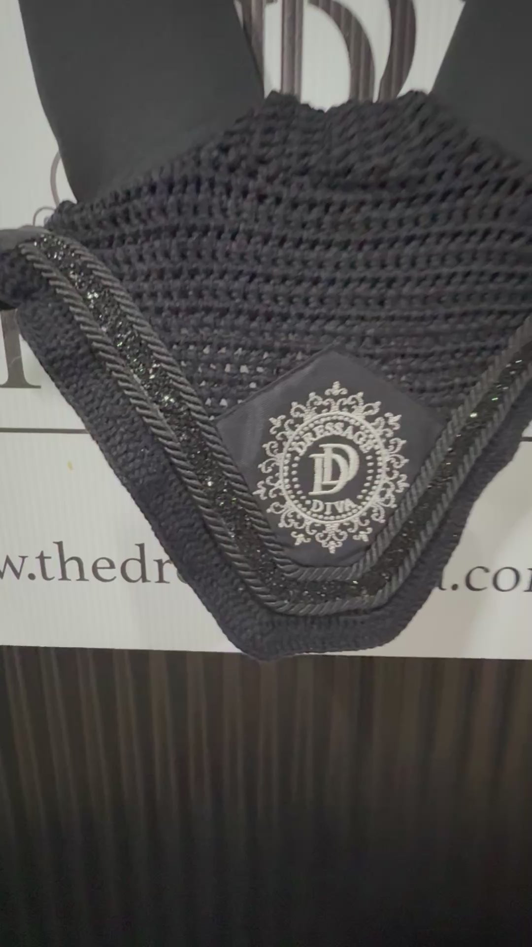 Horse Bonnet - Sound Proof Dressage ear Bonnet – Crushed Crystals & Silver Logo