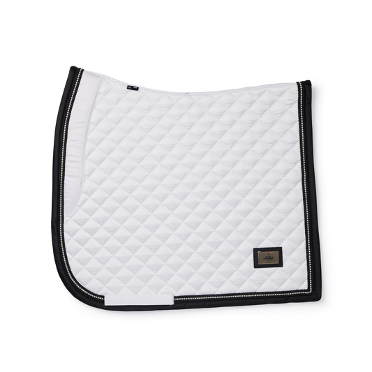 Competition Saddle Pads with Black satin trim and single row of crystals