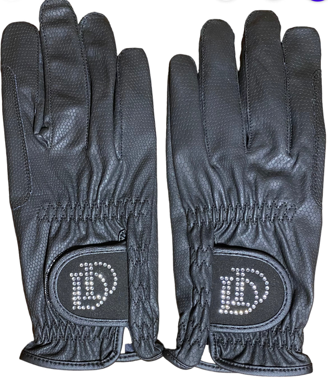 Black Riding Gloves with Added Crystal detail